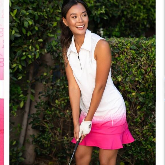 NWOT Fiagreen Monroe Golf Dress in Prism Pink Ombre - Picture 1 of 9